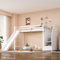 HYUB Hochbett Kinderbett 90x200 cm mit Rutsche und Lattenrost, Etagenbett mit Treppe und Stauraum, Bettgestell aus Kiefernholz, Weiß