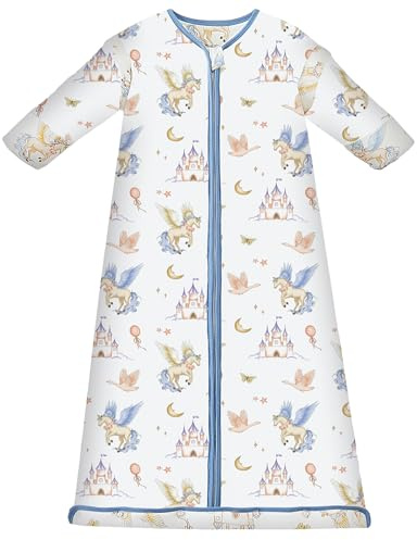 Chilsuessy Baby Sleeping Bag 3.5 Tog Winter Sleeping Sack Wearable Blanket Kids,Adjustable Length,Removable Sleeves,Toddler Sleeping Bag for Boys Girls, 3.5 Tog/Beautiful castle, 120cm/3-6 Years
