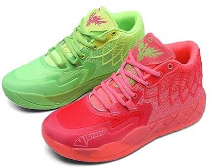 IGZBIBG Men's Knitted Mesh Breathable Mid-Top Basketball Shoes with Round Toe, Non-Slip and Lightweight Lace-Up Casual Sports Shoes Suitable for Walking, Running and Daily Travel (8.5,Two-Color)