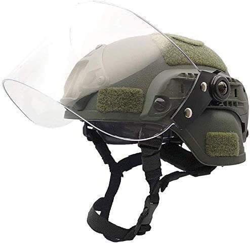 Taktischer Airsoft Mich 2000 ACH Helm,Mit Transparentem Visier NVG-Halter Und Seitenschienen für Airsoft Paintball CS Kriegsspiele im Freien