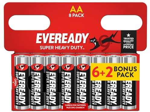 Eveready Super Heavy Duty AA Battery, 8 Pack