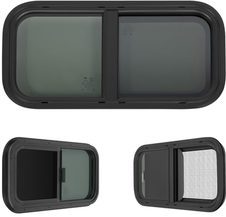 LKHDONG Ventana Lateral Para Autocaravanas Y Furgonetas, RV, Autobús, Deslizante Con Protección Contra Insectos, Vidrio Tintado Oscurecedor
