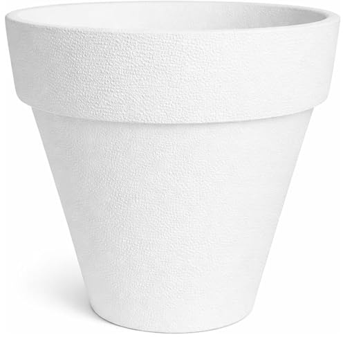 Ceracor Ceramicas Maceteros Grandes Exterior - Macetero XXL Decorativo | 90x90x100 cm | PlastiCem | Diseño Moderno Texturizado | Ligero y Duradero | Jardín Terraza Profesional