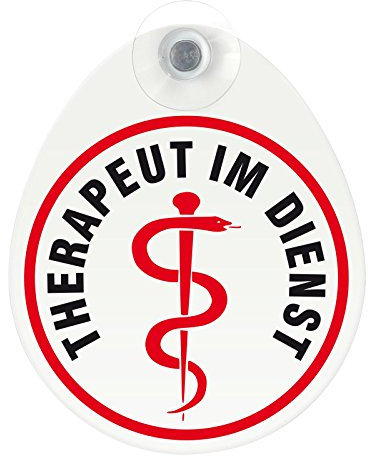 Schild, Autoschild Therapeut im Einsatz mit Saugnapf, 1,5mm wetterfestes Material 100 x 120 mm groß, von innen oder außen GREEN
