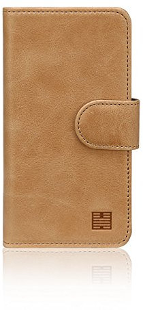 32nd Premium Series - Real Premium Leather Book Wallet Case Cover For Apple iPhone X & iPhone XS, Real Leather Design With Card Slot, Magnetic Closure and Built In Stand - Tan