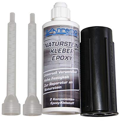 NATURSTEIN KLEBER 140ml + 2 Mischdüsen + Auspressstössel 2-Komponenten Klebstoff Epoxidharz Kleber