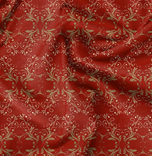 Soimoi Rot japanischer Kreppsatin Stoff Filigran Damast Stoff Meterware 42 Zoll breit