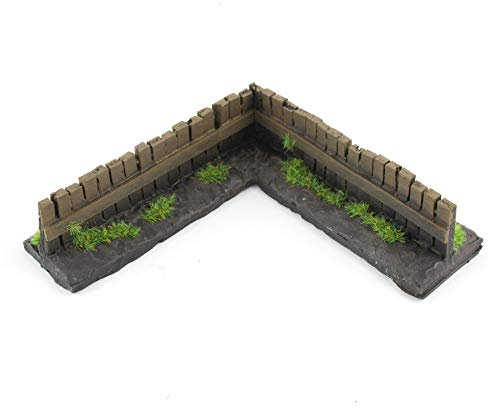War World Gaming | Holz Eck-Zaun | Bemalt & Beflockt x 2 | 20-28 mm Tabletop Gelände Modellbau Landschaftsbau Modellbahn