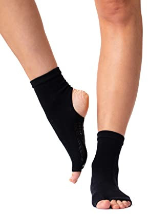 DRESP Yoga Füßlinge mit Anti-Rutsch |Elegante Stulpen für Tanz und Sport | Yoga Zehenfrei | Feste Baumwolle| Warm|Pilates Fersenfreie | Stulpe | Barre Socken - Baumwoll-Mix 36-38