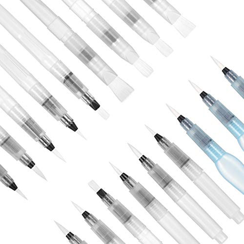 FRIUSATE 18 Pcs Water Color Brush Pen Set, 18 Sizes Watercolour Brushes for Soluble Colored Pencils, Artist Grade Water Pen for Painting, Lettering, Calligraphy