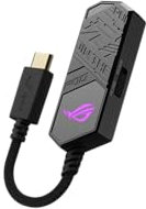 ROG Clavis USB-C to 3.5 mm gaming DAC with AI Noise-Canceling Mic, MQA rendering tech, ESS 9281 QUAD DAC, audio amplifier and Aura Sync. ROG Clavis is compatible with PCs, mobile devices and laptops