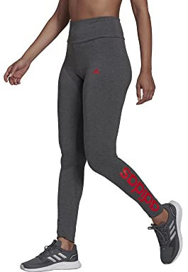 Adidas HD1770 W LIN Leg Leggings Women's Dark Grey Heather/Vivid red XS