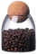 QUUPY Bocal en verre transparent avec boule en liège de 500 ml avec joint hermétique et couvercle en bois sphérique pour café, thé, biscuits, bonbons QUK03660