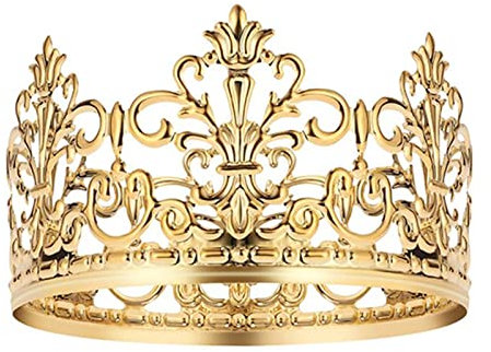 Bodhi2000 Topper per torta a forma di corona, dall'aspetto realistico, corona da regina, principessa, decorazione per torta, grande, dorato, S
