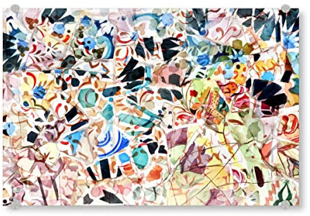 artboxONE Acrylglasbild 120x80 cm Abstrakt Buntes Mosaik von Gaudi - Bild mosaik azulejo Barcelona