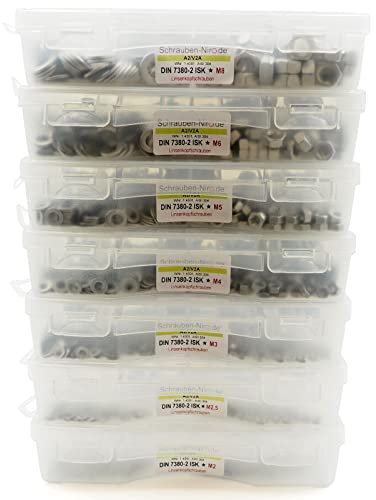 Sortiment ISO 7380-2 Linsenkopfschrauben ISK mit Flansch M8 Edelstahl V2A 118 Teile mit Muttern, Unterlegscheiben