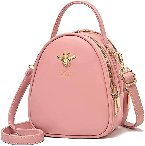 Bee Lady Petit sac rétro abeille petit sac rond polyvalent sac messager mode femme simple épaule mini sac femme, rose, JUGTL