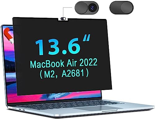 STARY Pantalla magnética de privacidad para MacBook Air de 13.6 y 13 pulgadas (2022, 2023, 2024, 2025, M2, M3, M4) protector de filtro de privacidad extraíble para laptop y protector de luz azul mate
