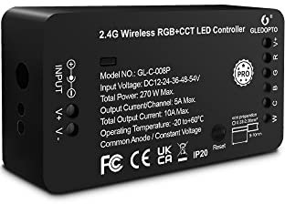 GLEDOPTO Zigbee 3.0 Reset Button Smart LED Strip Controller RGBCCT Pro Work with Tuya SmartThings App Alexa RF Remote Control (PRO RGBCCT)