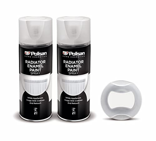 Polisan Spray Paint | White Enamel Paint | Perfect for Radiator, Sink, Bathtub, Refrigerator, Washing Machine| 2 x 400ml | RAL 9010 | Double Pack