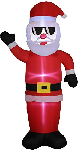 Outsunny Babbo Natale Gonfiabile 180cm con Occhiali da Sole e Luci LED, Decorazione Natalizia da Esterno e Interno con Gonfiatore Incluso