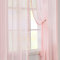 MIULEE Gardinen mit Pompons-Hübsche Korallenrosa Transparent Gardinen für Kinderzimmer Mädchen, 2 Stücke Vorhang mit Pompons mit Stangendurchzug Durchsichtig Vorhang mit Bommeln, Jeder H 245 X B 140cm