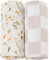 LifeTree Baby Pucktuch Musselin Tuch, 2 Stück 120x120cm Musselin Swaddle Decke Baby Bambus Baumwolle Swaddle Wrap für Junge und Mädchen, Blumen & Kariert