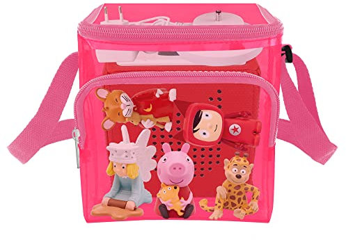 Annmore Tasche für Tonie Hörfiguren und Box, Transporttasche für Toniebox Starterset, Organizer für Toniebox Zubehör, Durchsichtig, Rosa