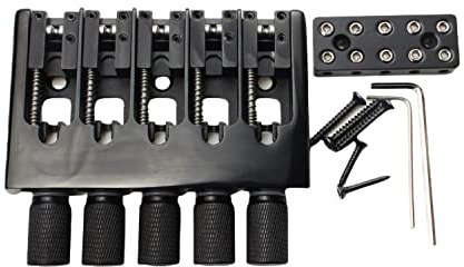 Guyker 5 String Headless Bass Bridge and Bridge String Lock Fester Hardtail Sattel für Headless Gitarre WB005 Schwarz