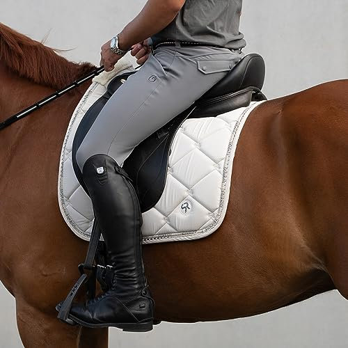 SUNRIDE Dressurschabracke “Wellington” für Pferde - Mesh-Material als zusätzliche Belüftung gegen Hitzestau, pflegeleicht und formbeständig (Full, beige)