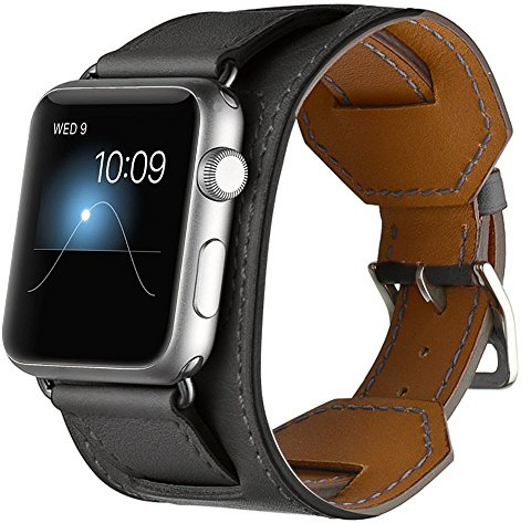 Aergood Compatible with Apple Watch Band 49mm 45mm 44mm 42mm 41mm 40mm 38mm,Crazy Horse Leather Strap Cuff Blacelet Replacement Wristband for iWatch Series 8/7/6/5/4/3/2/1/SE