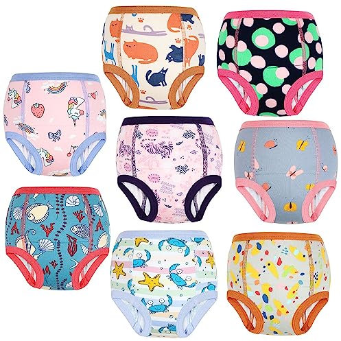 FLYISH DIRECT Baby Trainerhosen Töpfchentraining, 8er Pack Töpfchen Trainingshose für Mädchen Jungen, 2-7 Jahre, Waschbar und Wiederverwendbar, 110/4T