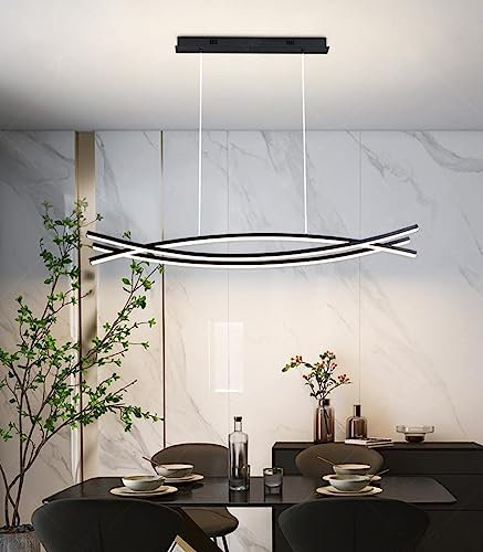 Bellastein Esszimmer Pendellampe Moderne LED-Hängeleuchte Licht Luxus Strip Bar Tisch Kronleuchter LED Pendelleuchte Esstisch pendellampe schwarz (120CM)