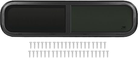 Aramox Finestre per Camper, 1200x300mm Finestre Ad Angolo Tondo Scorrevoli Orizzontali Push Pull con Rete Rimovibile per Insetti per Rimorchio Camper Caravan (Spessore parete 26‑31 mm/1‑1,2 pollici)