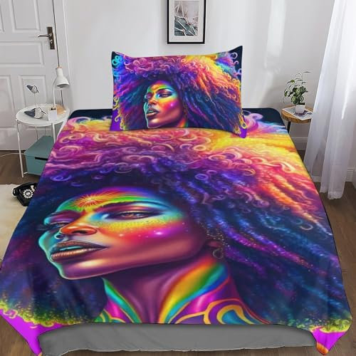 ITomen Rainbow Spirit 3D-Bettwäsche-Set Bettbezüge Kuschelig Mikrofaser Bettbezug Mit Reißverschlus Und Kissenbezug Für Jungen Kinder Mädchen Single（135x200cm）