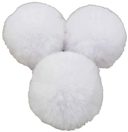 Yurosiay 10 Stück 8cm Kunstfell Pompons Groß Künstliches Kaninchenfell Bommeln Mit Elastischer Schlaufe Flauschig Kunstpelz Pompons Fellbommel Plüsch Bommel für Mützen DIY Handwerk Weiße