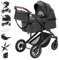 Daliya® FLEXI-PRO Kombikinderwagen & Buggy |Vielseitig, Leichter Reisekinderwagen, Umstellbar zum Sportwagen | Großer Einkaufskorb, Sicher & Komfortabel | Kinderwagen (2in1, Dunkelgrau Leinen)