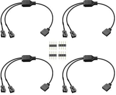 GINTOOYUN 4 PCS 1 bis 2 ARGB Splitter Kabel 12V 4-Pin Weiblich zu zwei SM 4-Pin Male Adressable RGB Splitter Kabel für LED Lichtstreifen,12V ARGB Lüfter,Computer Cases,etc(11.8Inch)(Stil 5)