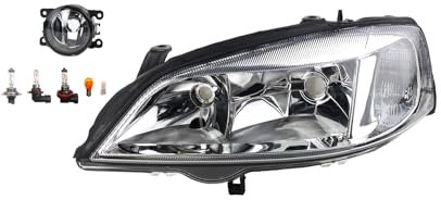 Johns, Scheinwerfer Halogen Front passend für Opel Astra G 02/1998-01/2005 H7 HB3 Links + Nebelscheinwerfer + Leuchtmittel