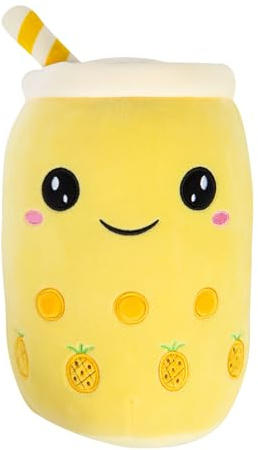 VFM - Boba Tea Soft Toy White Bubble Tea Plush Pillow, Cute Soft Stuffed Toy Plush Toy Cute Stuffed Plushie, Gifts for Birthday, Valentine's Day Christmas- 1 X Pineapple 30cm