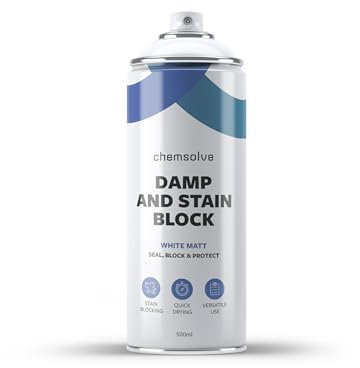 500ml x 1 / Chemsolve Ltd/Damp and Stain Block Spray Paint/One Coat/Damp Proof Paint/Block Stains for Stone, Brick and Wood/White Matt
