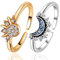 LuLiyLdJ Freundschaftsringe, Sonne Mond Set Gold Silber, Himmlische Matching Ringe für Frauen, Sun and Moon Damenring Schmuck Geschenk, 2 Stück