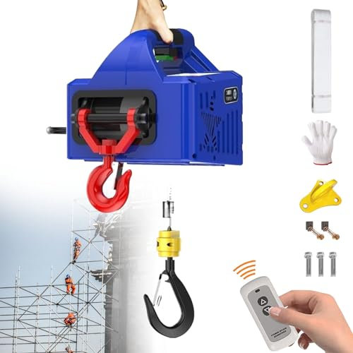Grue électrique portable 3-en-1, treuil électrique de commande sans fil, treuil électrique de levage 220 V, grue de levage électrique, avec poignée de télécommande anti-éclaboussures, protection