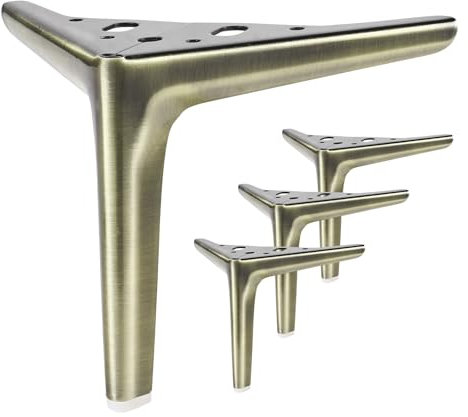 Anterrific 15 cm/6 inch Antique Brass Furniture Legs, Set of 4, DIY Replacement for Sofa, Cabinet, Ottoman, Table, Night Stand and Dresser Legs