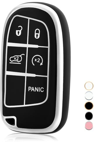 OFF WE GO Coque de Clé pour Voiture, Compatible avec Jeep Cherokee Renegade Dodge Dart Durango Charger Challenger RAM Fiat Honda, Noir