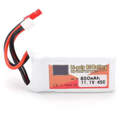 11.1V 850mAh 3S Lipo Akku 45C Entladung mit JST Stecker, Hochleistungs LiPolymer Akku für RC Auto Boot Helikopter Droone, Wiederaufladbarer Lithium Polymer Akkupack