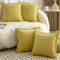 Mandioo 4er Set Neutralen Baumwolle Kissenbezug 40x40cm Herbst Quasten Dekorative Kissenbezüge Boho Sofakissen Dekokissen Kissenhülle für Couch Sofa Schlafzimmer Wohnzimmer Senfgelb