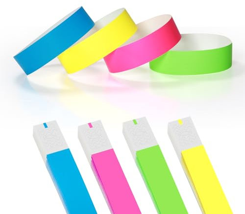 Eintrittsbänder 400 Stück, 4-Farben-Set – Reißfestes Design verhindert Wiederverwendung – Hochwertige Papier-Eintrittsbänder für Events