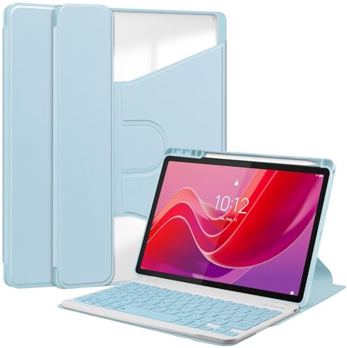 Funda con Teclado para Lenovo Tab M11 (TB-330FU/330XU) 11, Español Ñ, Funda Giratoria Y Teclado Bluetooth Desmontable con Portalápices,Azul