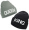 Gkmamrg Weihnachten Partner Pärchen Geschenk King Queen Winter Mütze, Strickmütze für Sie und Ihn, grau schwarz